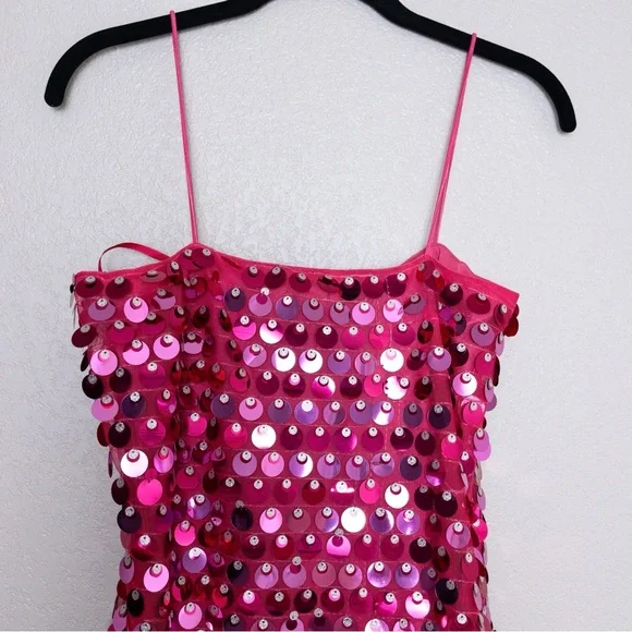NWT Runaway The Label Cortez Mini Dress M Pink Sequin Sleeveless Stretch - Picture 10 of 11
